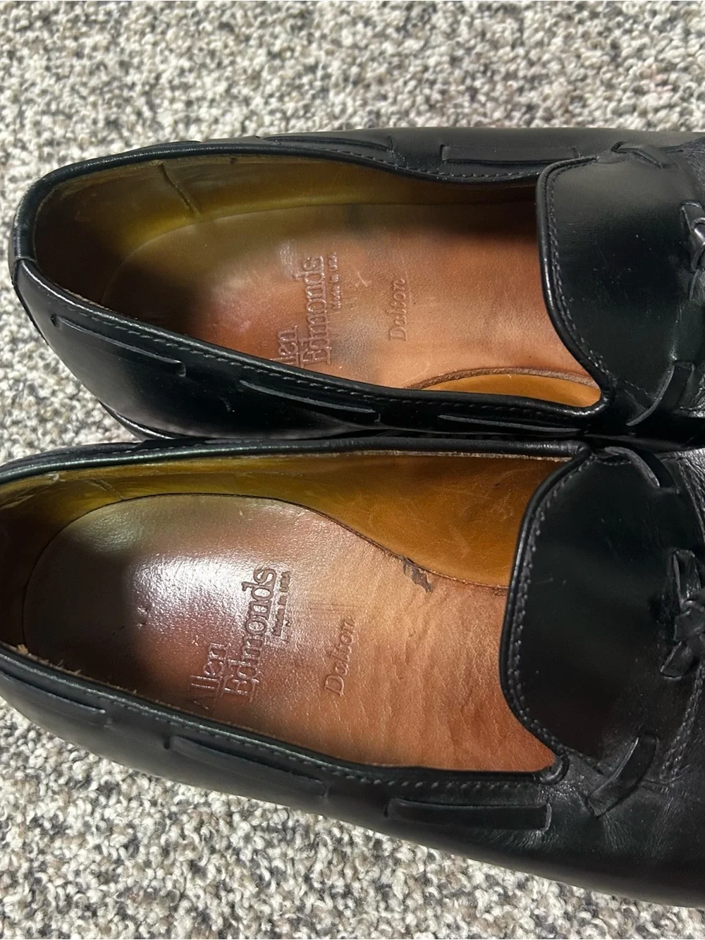 Allen Edmonds Dalton Black Leather Kiltie Tassel Cap Toe Loafer Mens 9.5 D Shoes